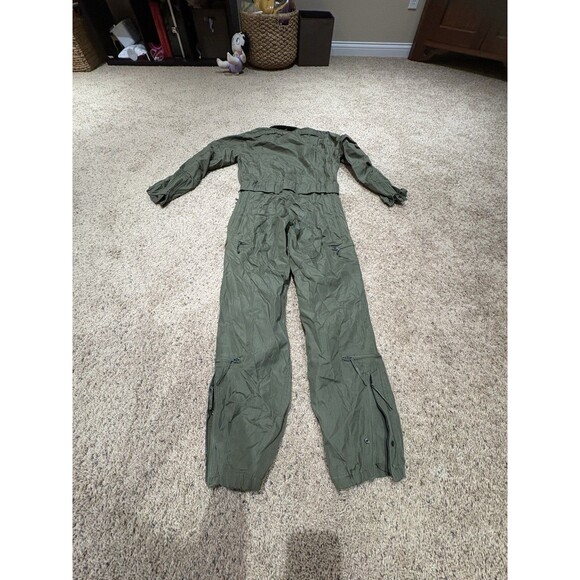 Olive Military Flight Suit Coveralls Medium-Long Measurements Photos Drop Seat - Picture 2 of 10